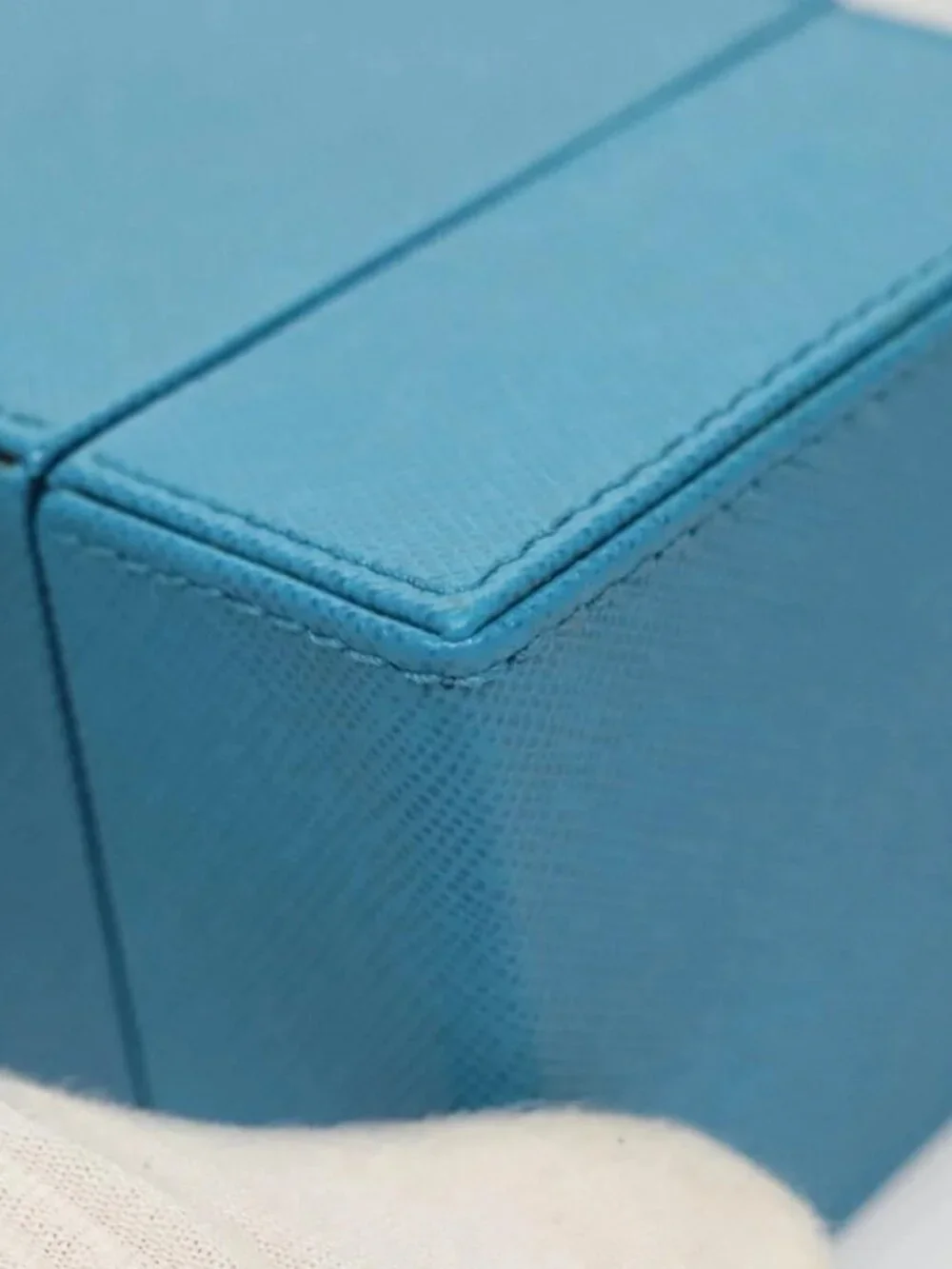 PRADA Cosmetic Pouch Leather Blue Auth 118869M